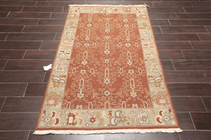 3'10" x 5'10" Hand Knotted Wool Reversible Panel Area Rug Brown - Oriental Rug Of Houston