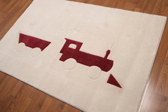 4' x 6' Modern 100% wool Pile area rug  Abstract Beige