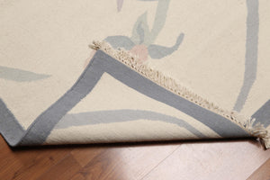 Hand Woven reversible Dhurry Kilim 100% wool area rug Modern Ivory 3' 6''x6' - Oriental Rug Of Houston