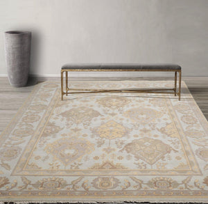 7’7" x 10’1” Muted Turkish Oushak Hand Knotted Wool Traditional Area Rug - Oriental Rug Of Houston