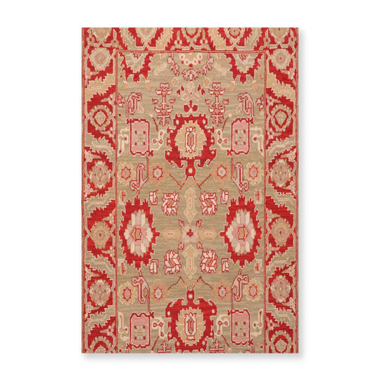 4' x 6' Hand Knotted Wool Reversible Area Rug Traditional Tan
