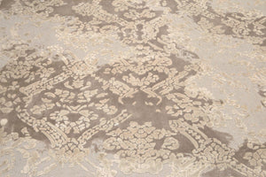 Hand knotted S. fine wool & silk Area rug Modern Designer Chocolate Brown 8' x 10' - Oriental Rug Of Houston