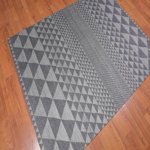 5' x 7' Handmade Geometric 100% Wool Modern Flatweave Area Rug Modern Gray - Oriental Rug Of Houston
