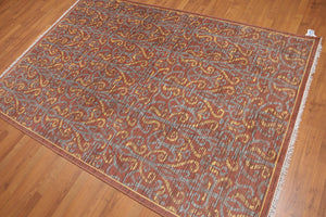 5' x 8' Hand Knotted 100% Wool Transitional Oriental Area rug Rust - Oriental Rug Of Houston
