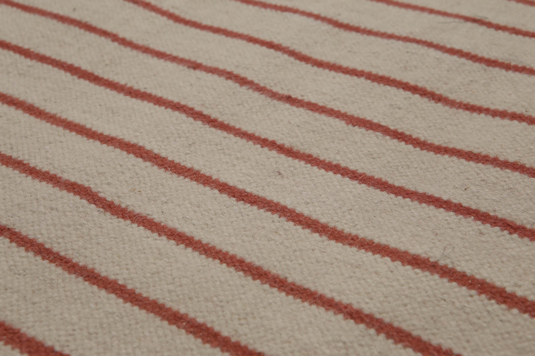 4'x6' Handmade Reversible Dhurry Kilim 100% wool area rug Modern Ivory - Oriental Rug Of Houston