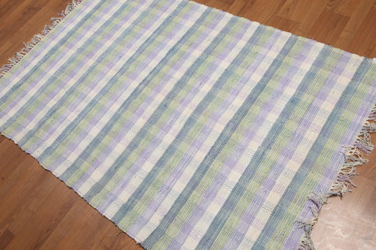 4' x 6' Hand woven Reversible Flatweave Wool Area rug Off White