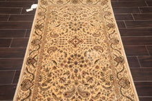 3'10" x 5'9"45-2113-IV Handmade New Zealand Wool & Silk Area Rug Tan - Oriental Rug Of Houston