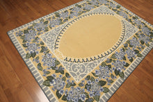 5'4"x7'8" Gold, Gray, Green, Blue, Multi Color Indonesian High Density Hand Carved Effect Modern Oriental Rug