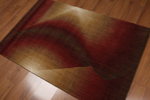4' x 6' 100% wool pile area rug 4x6 Modern Abstract Red