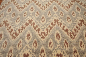 8' x 10' Modern Hand Knotted Ikat Wool Full Pile Oriental Area Rug Ivory