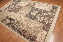 7' x 10' Hand Knotted Botanical Print 100% Wool Area rug Beige - Oriental Rug Of Houston