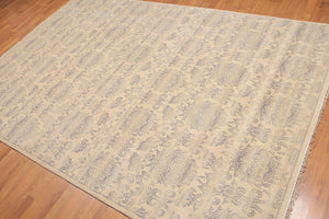 6' x 9' Hand Knotted Damask Design 100% Wool Area rug Beige - Oriental Rug Of Houston