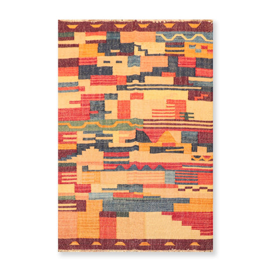 4' x 6'3" Hand Woven Wool Turkish Kilim Flatweave Area Rug Contemporary