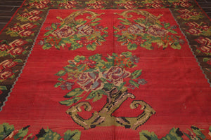 8'4" x 11' Hand Woven Wool Antique Turkish Kilim Flatweave Area Rug Red - Oriental Rug Of Houston