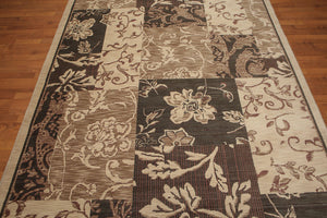 7' x 10' Hand Knotted Botanical Print 100% Wool Area rug Beige