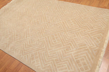 6' x 9' Hand Knotted Geometric Pattern 100% Wool Area rug Tan - Oriental Rug Of Houston