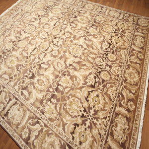 Hand Knotted Wool Traditional Oriental Area Rug Full Pile Beige 9' x 12'