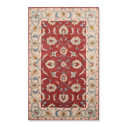 5' x 8' Handmade 100% Wool Traditional Oriental Area Rug Plum