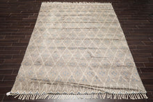 9' x 12' Hand Knotted Thick Pile Moroccan Wool Oriental Area Rug Gray Ivory - Oriental Rug Of Houston