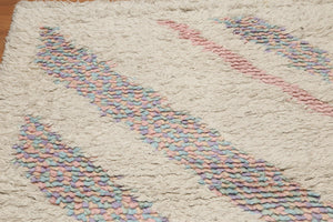 4' x 6' Handmade Shaggy 100% wool thick dense pile area rug Beige - Oriental Rug Of Houston