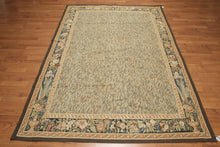 5'7" x 8' Hand woven Wool 300KPSI S. Fine French Needlepoint Tapestry Rug Green - Oriental Rug Of Houston