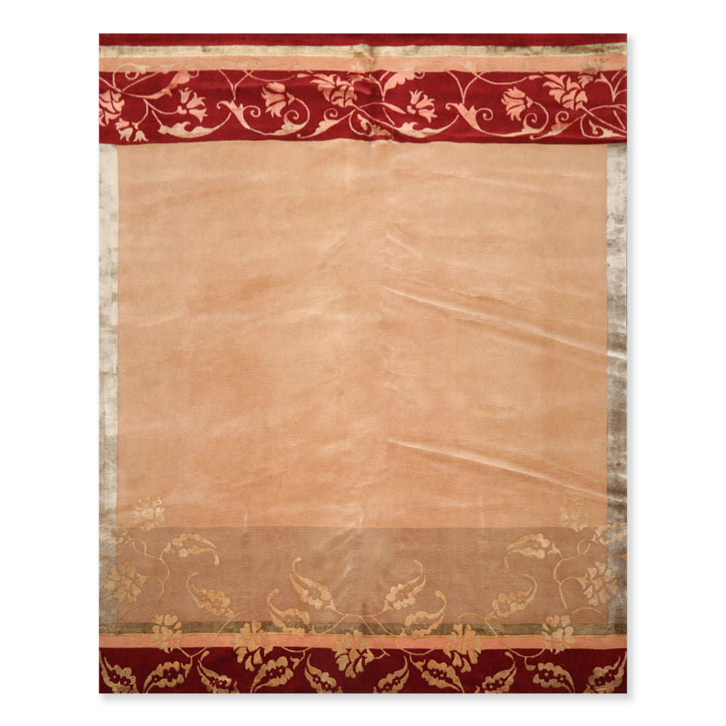 8' x 10' Hand Knotted Superfine Wool & Silk Tibetan Oriental Area Rug Tan - Oriental Rug Of Houston