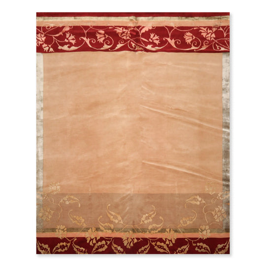 8' x 10' Hand Knotted Superfine Wool & Silk Tibetan Oriental Area Rug Tan