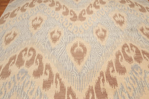 8' x 10' Hand Knotted Ikat Design 100% Wool Pile Area Rug Tan - Oriental Rug Of Houston