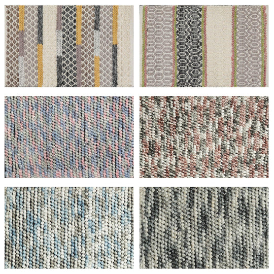 Set of Six 21" x 34" Berber Handmade Area Rug Pet Doormat Kitchen Mat Plus pile Multi Color