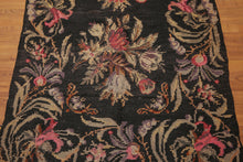 4'2" x 13'5" Vintage Hand Woven Turkish Kilim 100% Wool Runner Area Rug Charcoal
