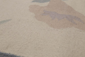 Hand Woven reversible Dhurry Kilim 100% wool area rug Modern Ivory 3' 6''x6' - Oriental Rug Of Houston