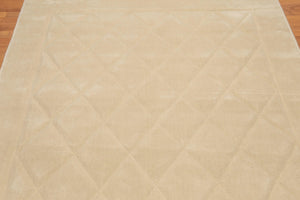 5' x 8' Designer Embossed Diamond Pattern 100% Wool Area Rug Beige