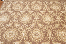 6' x 9' Hand Knotted Damask Wool & Bamboo Silk Area rug Brown