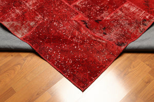8'x10' Hand Knotted Wool Turkish Oriental over-dyed patchwork Area Rug 8x10 Red - Oriental Rug Of Houston