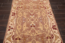 3'10" x 5'10" Hand Knotted Wool High Low Pile Area Rug Brown