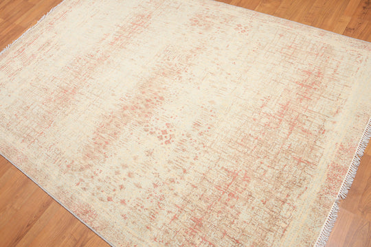 5'6" x 8' Hand Knotted Industrial Distress Glam 100% Wool Area rug Aqua