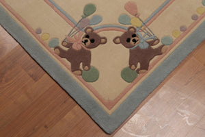 4' x 6' Handmade 100% Wool Plus pile Area rug Beige 4' x 6' - Oriental Rug Of Houston