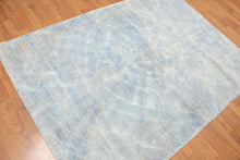 5' x 7' Handmade Graphic Area Rug Contemporary 100% Wool Blue - Oriental Rug Of Houston