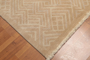 6' x 9' Hand Knotted Geometric Pattern 100% Wool Area rug Tan