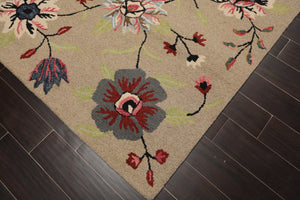 5' x 8' Handmade Wool Loop Pile Floral Traditional Oriental Area Rug Taupe - Oriental Rug Of Houston