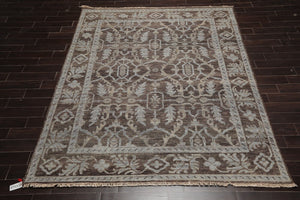 8x10 Grayish Brown, SlateHand Knotted Grass 100% Wool Oushak Traditional Oriental Area Rug