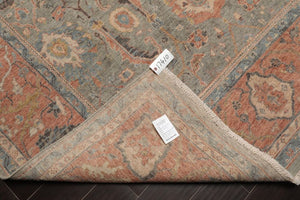 9x12 Gray, Blush Hand Knotted Distress Quality 100% Wool Traditional Oriental Area Rug