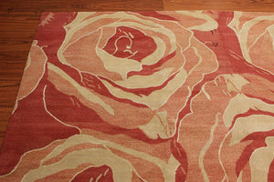 Tibetan Hand Knotted Area Rug Carpet Modern Wool & Silk Red New Red 7'10" x 9'10" - Oriental Rug Of Houston
