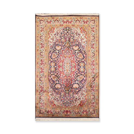 Persian Oriental Area Rug Hand Knotted 100% Silk Traditional Kashan 400 KPSI (2'7"x4'4")