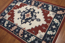 4' x 6' Hand knotted Traditional Dhurry Flatweave 100% wool area rug Ivory - Oriental Rug Of Houston