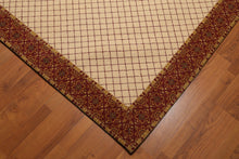 5'6" x 7'9" made in America Trellis Floral Border 100% wool Area rug Beige - Oriental Rug Of Houston