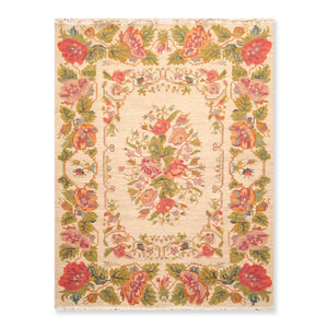5'6" x 7'6" Hand Knotted Wool Reversible Floral Area Rug Beige - Oriental Rug Of Houston