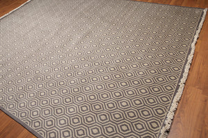 9' x 12' Hand Knotted Honeycomb Wool Full Pile Oriental Area Rug Light Gray - Oriental Rug Of Houston
