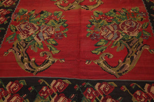 8'4" x 11' Hand Woven Wool Antique Turkish Kilim Flatweave Area Rug Red - Oriental Rug Of Houston