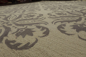 8' x 10' Handmade Wool Loop & Cut Pile Transitional Oriental Area rug Beige - Oriental Rug Of Houston